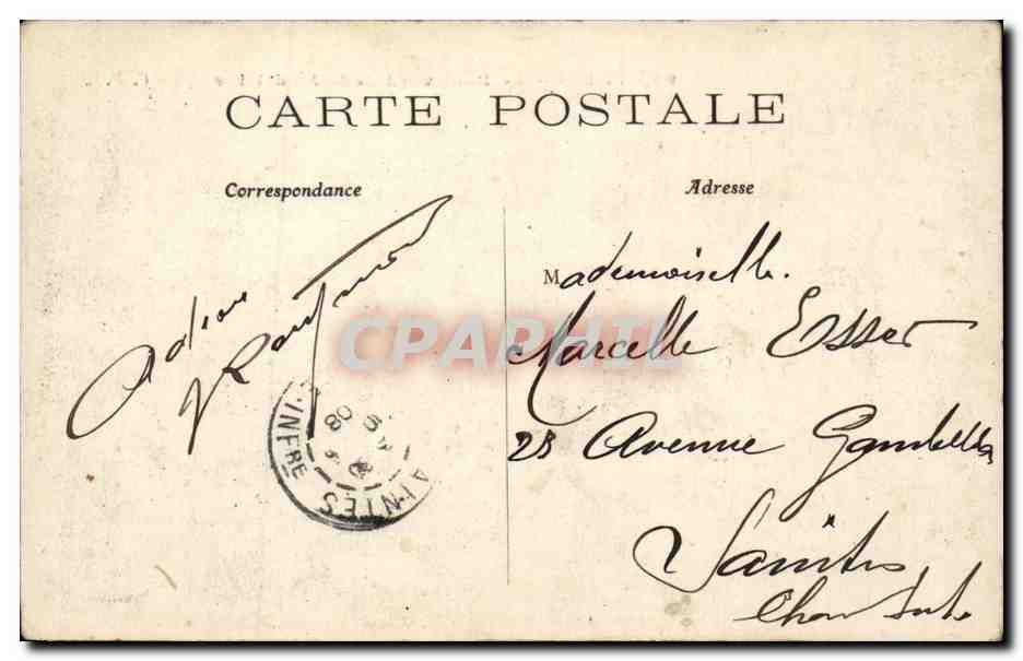 Paris - 8 - Boulevard de la Madeleine CPA  — Verso