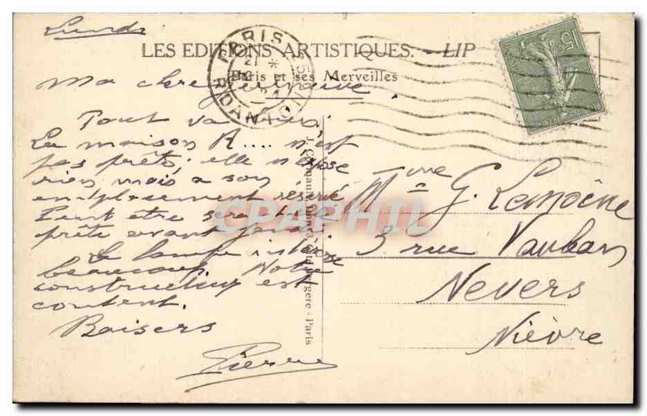 Paris - 1 - La Chambre des Deputes - CPA  — Verso