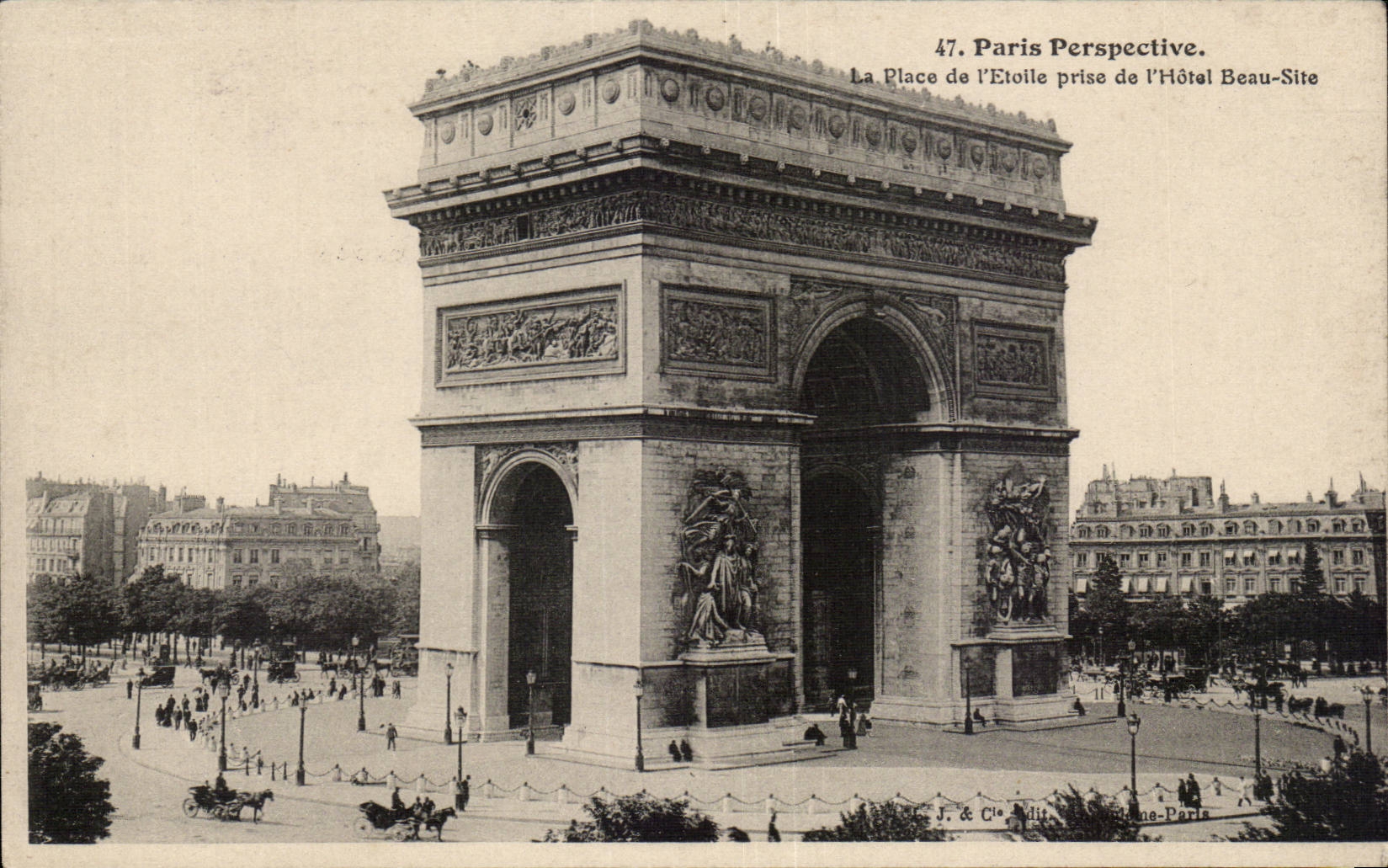Paris - 8 - La Place de l'Etoile prise de l'Hotel Beau Site - CPA 