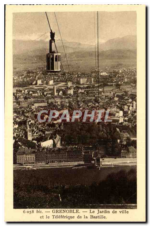 Grenoble - Le Teleferique de la Bastille - Le Jardin de Ville CPA 