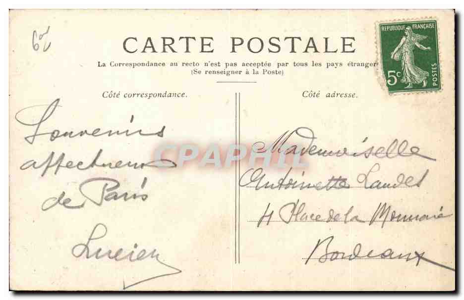 Paris - L'Institut et le Pont des Arts - CPA  — Verso