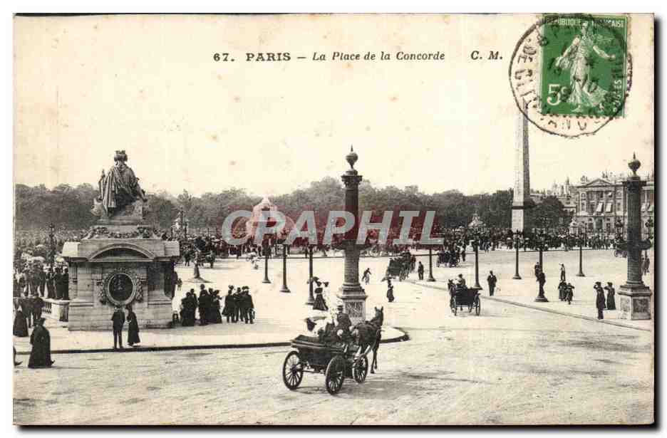 Paris - 8 - Place de la Concorde - cheval - horse - CPA 