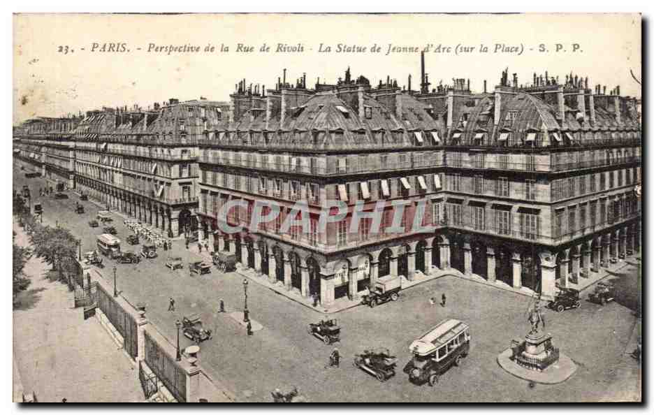 Paris - 1 - Perspective de la Rue de Rivoli - La Statue de Jeanne d'Arc - joan of ark - CPA 