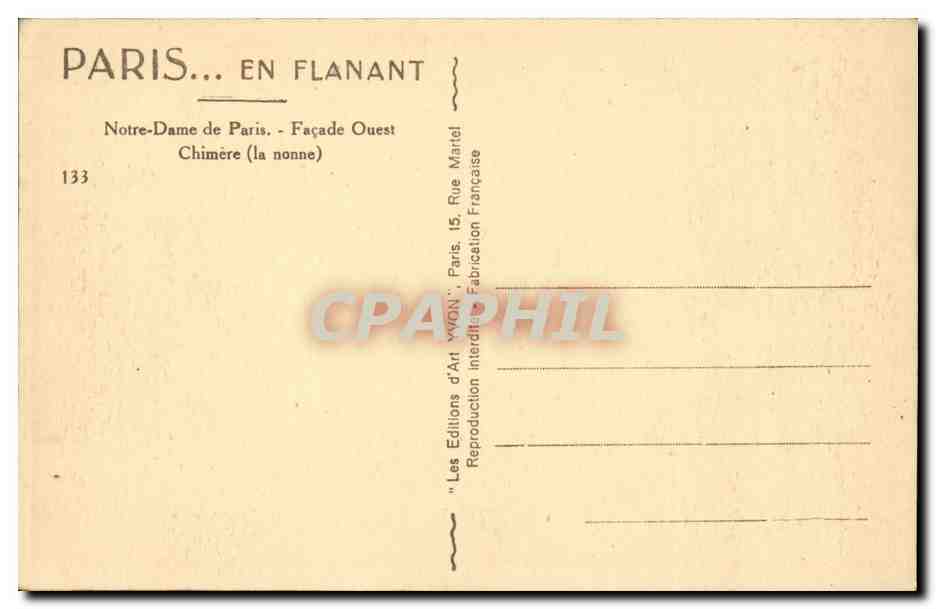Paris - 4 - Notre Dame - Chimere - CPA  — Verso