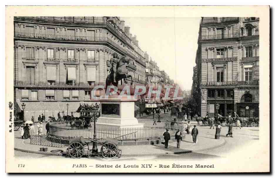 Paris - 1 - Statue de Louis XIV - Rue Etienne Marcel - CPA 