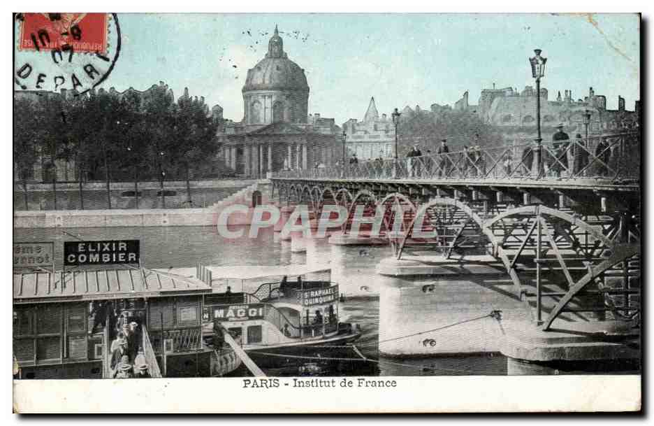 Paris - 1 - L'Institut de France et Pont des Arts - Elixir Combier - CPA 