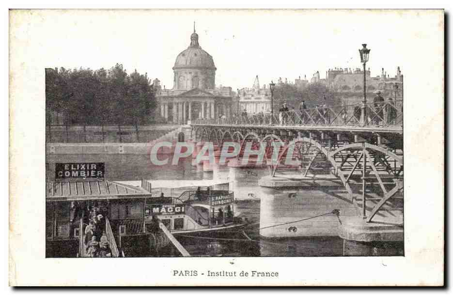 Paris - 1 - L'Institut de France et Pont des Arts - Elixir Combier - CPA 