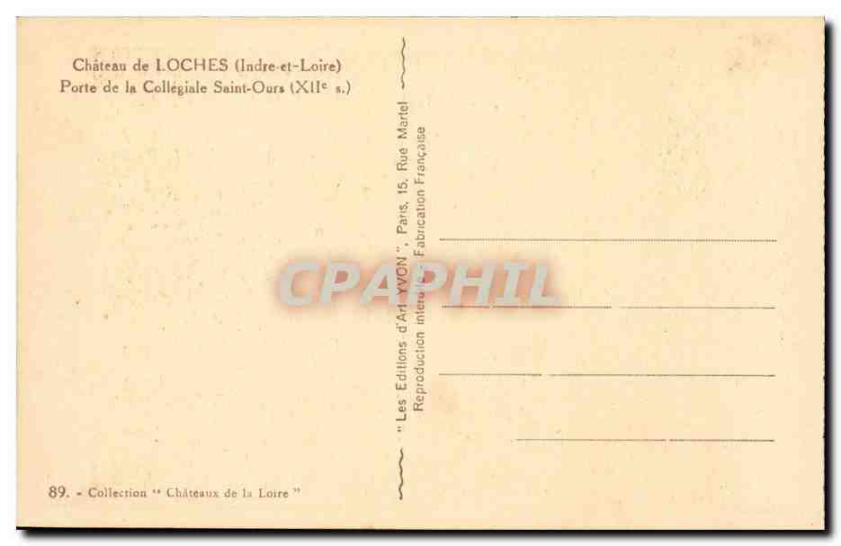 Loches - Le Chateau - Porte de la Collegiale Saint Ours - CPA  — Rückseite