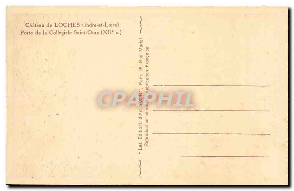 Loches - Le Chateau - Porte de la Collegiale Saint Ours - CPA  — Rückseite