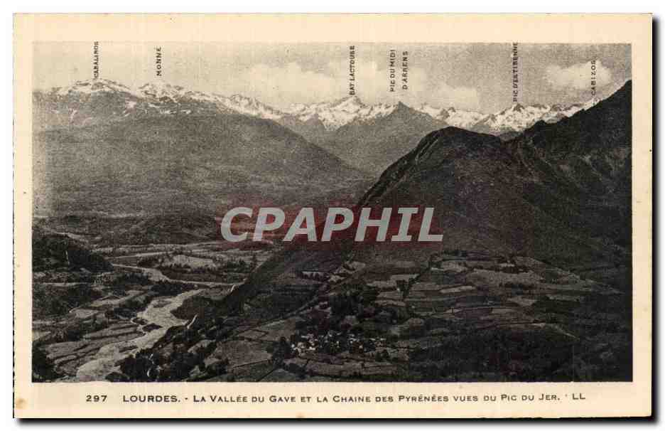 Lourdes - La Vallee du Gave et la Chaine des Pyranees CPA 