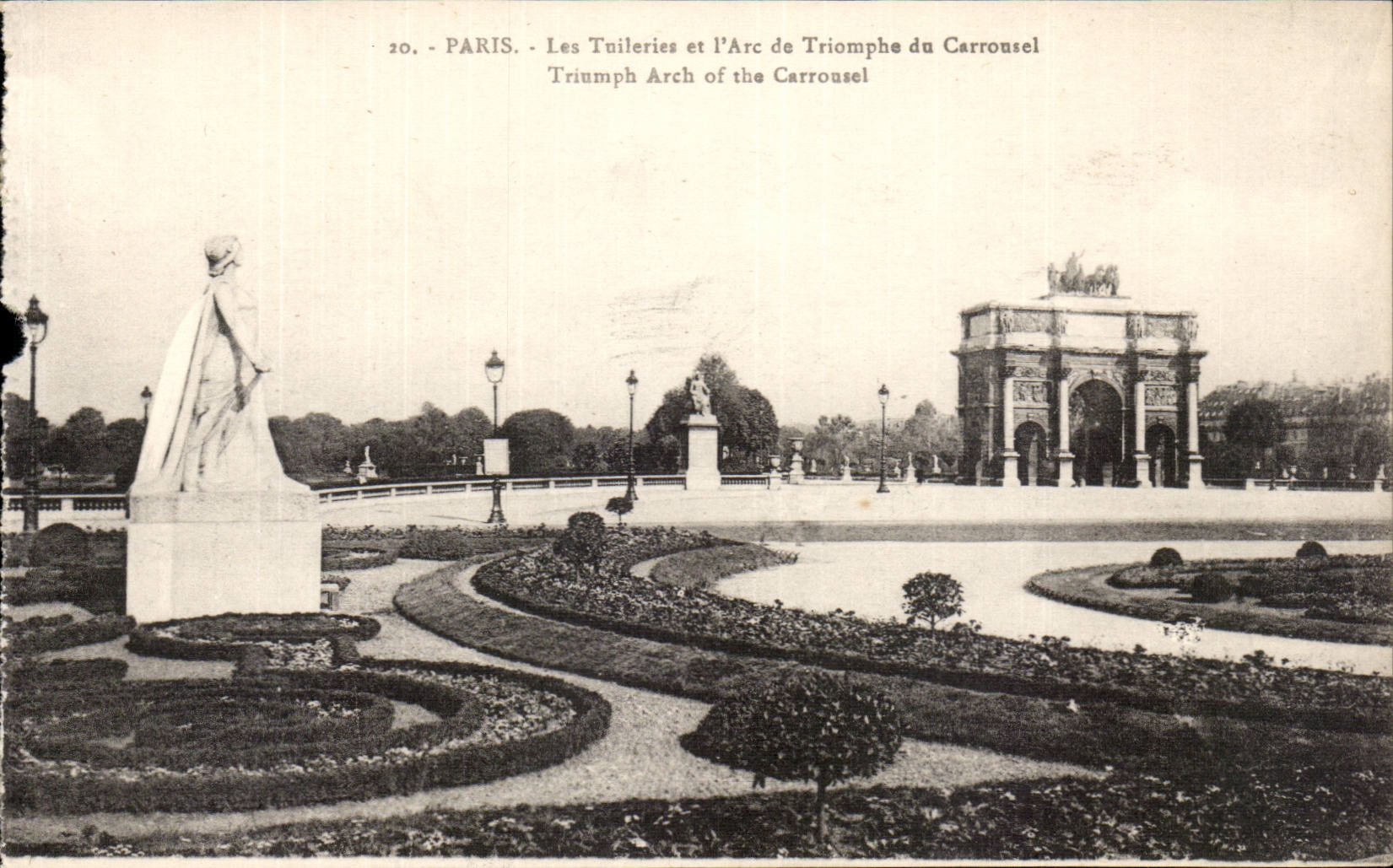 Paris - 1 - Tuileries et L'Arc de Triomphe du carrousel CPA 