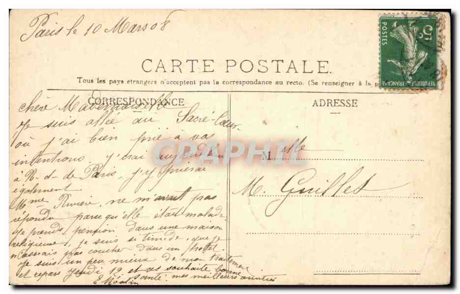 Paris - 18 - Sacre Coeur - Montmartre - CPA  — Rückseite