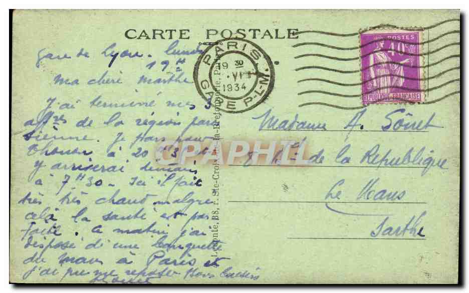 Paris - 12 - Gare du Lyon - CPA  — Verso