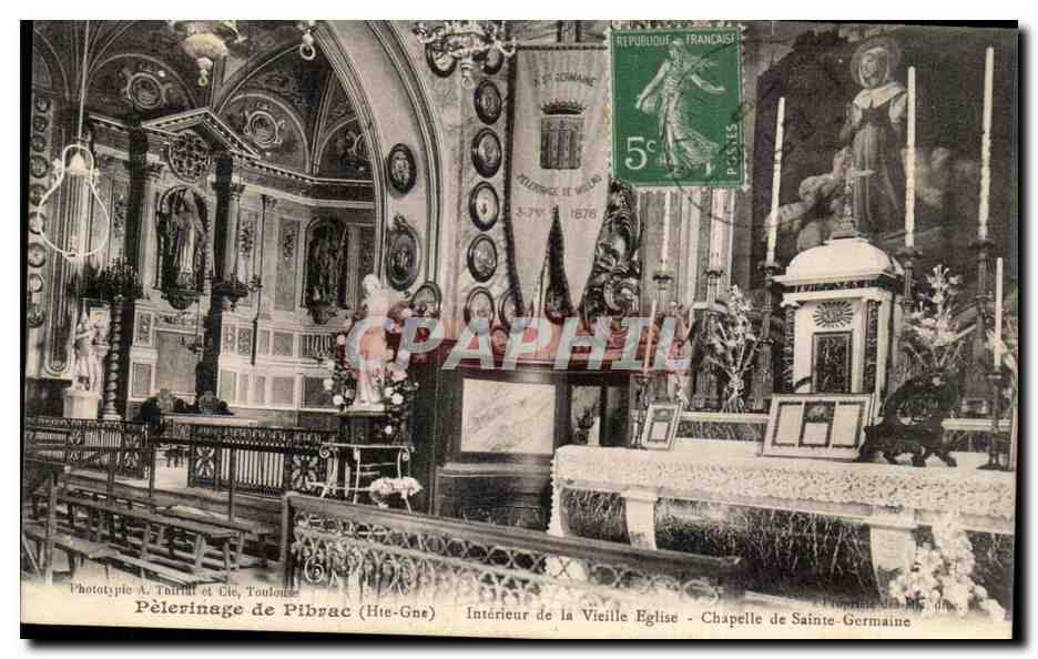 Pilgerreise nach Pibrac (Haut-Garonne) — Innenraum der Alten Kirche - Kapelle Sainte-Germaine — Phototyp A. Taffit et Cie, Toulouse