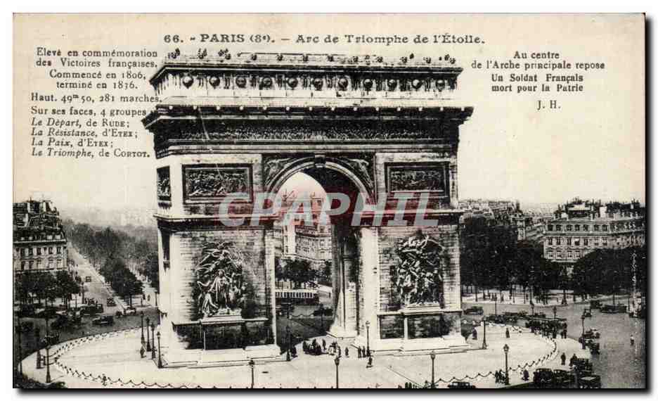 Paris CPA Arc de triomphe