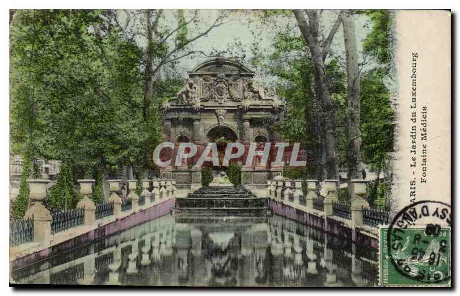 Paris CPA Le jardin du Luxembourg Fontaine medicis