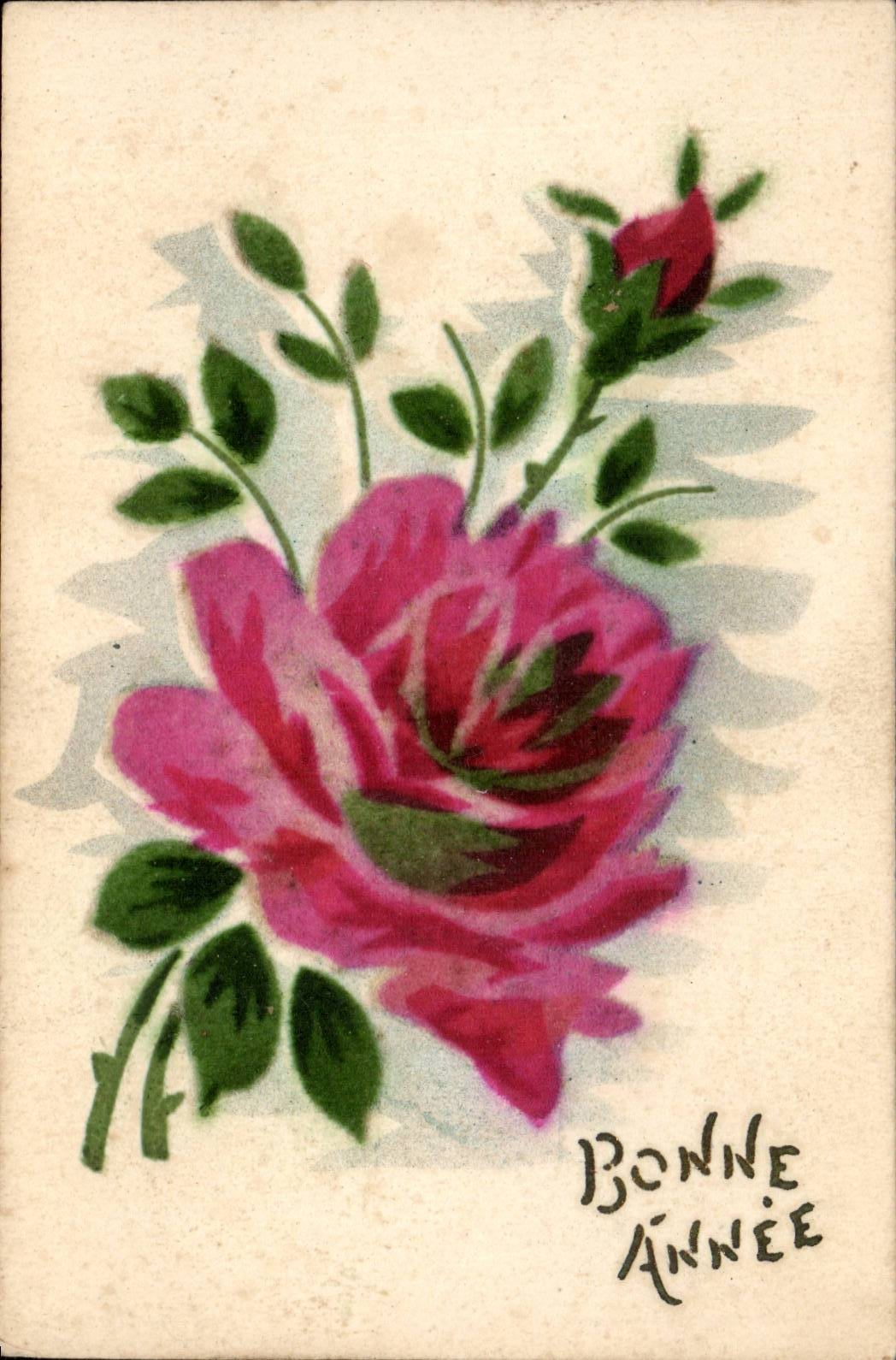 CPA Fantaisie Bonne annee Fleurs