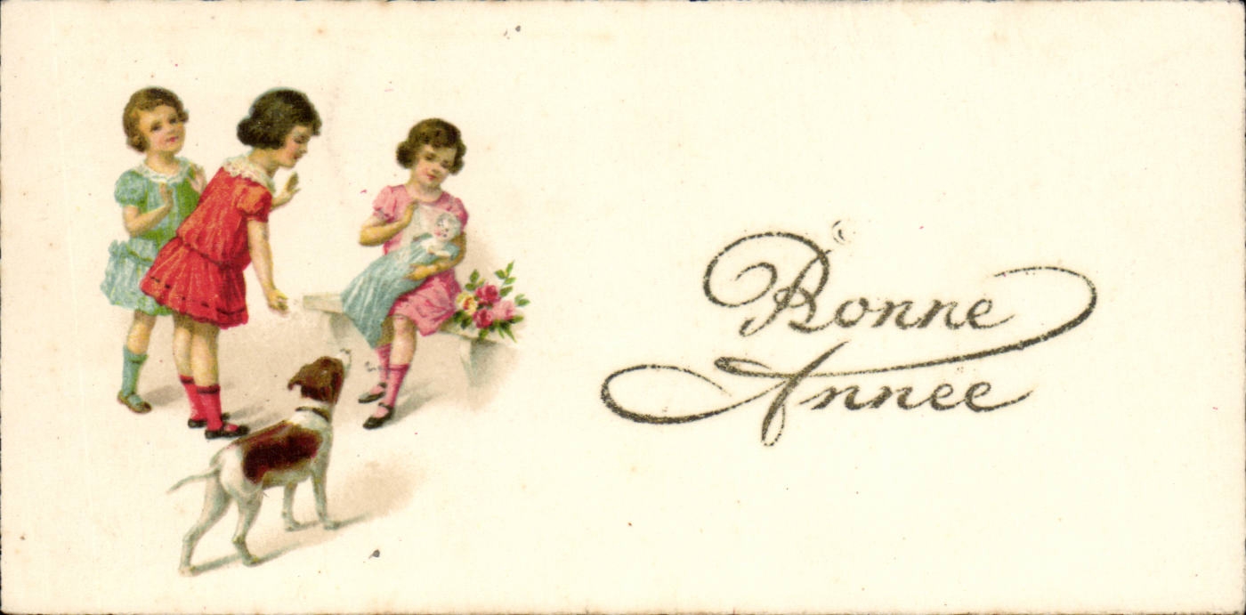 CPA Fantaisie Enfants Bonne Annee chien dog