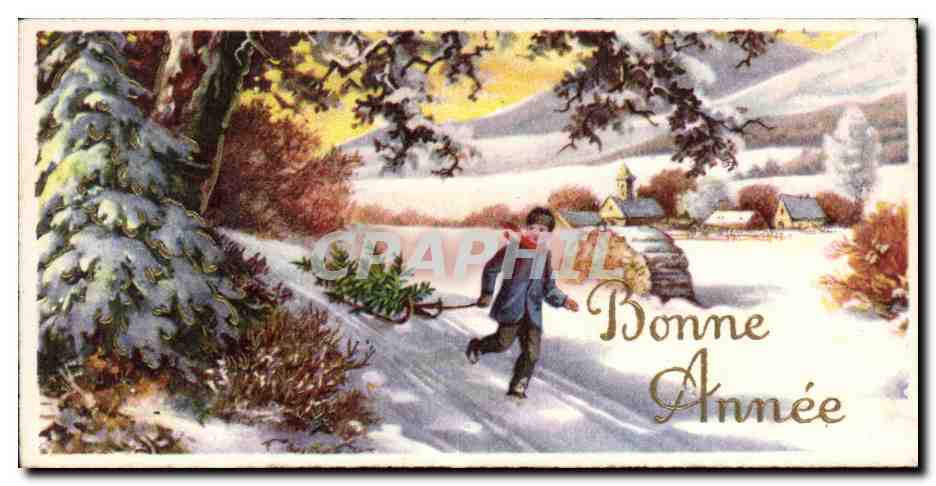 CPA Fantaisie Enfant Bonne Annee Neige