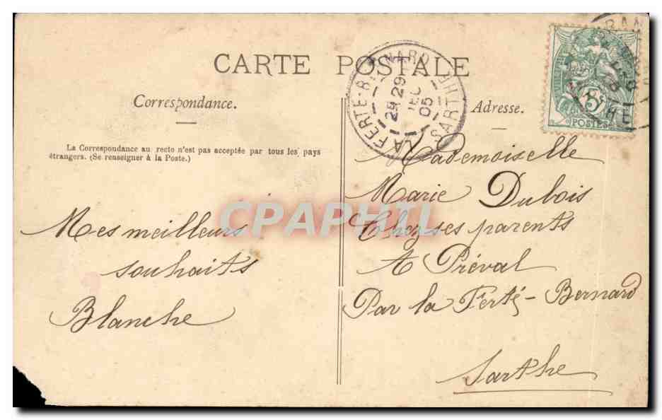 CPA Fantaisie Femme Nouvelle annee (eventail) — Verso