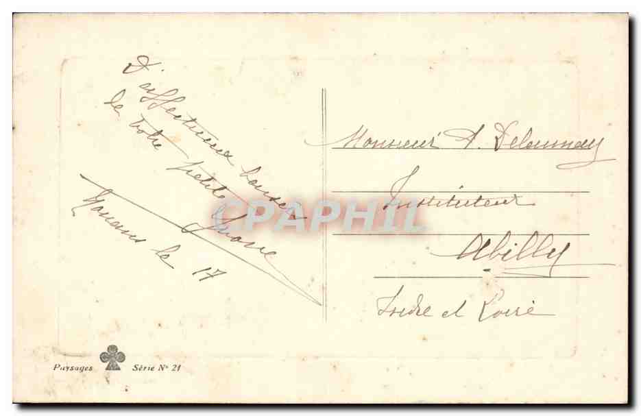 CPA Paysage L'hiver Char tirant une charrue — Verso