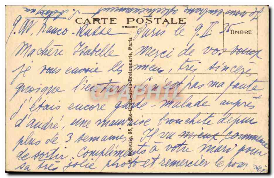 Paris CPA Le petit palais  — Verso