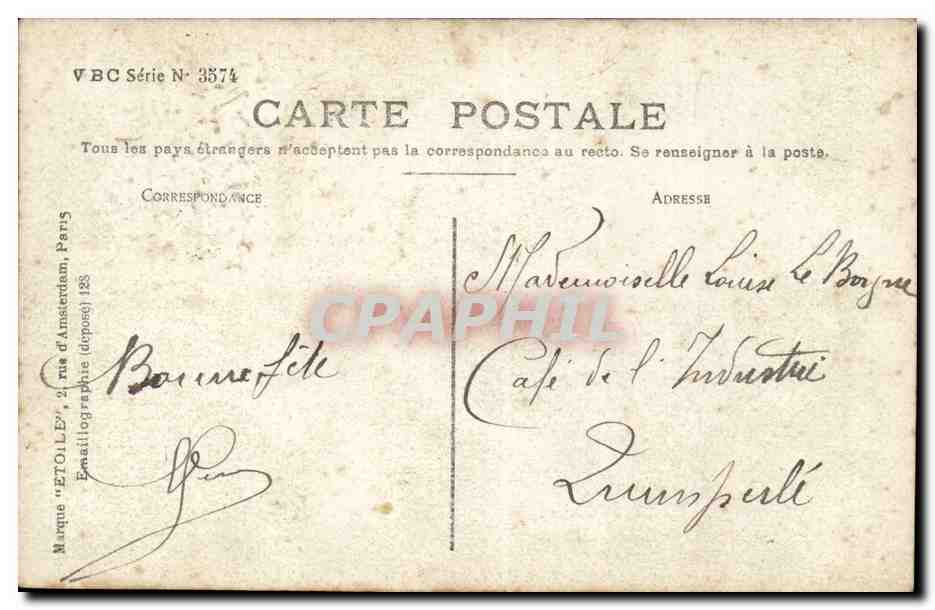 Femme avec lilas — Bonne Fête — VBC Série N° 3874 — Achterkant