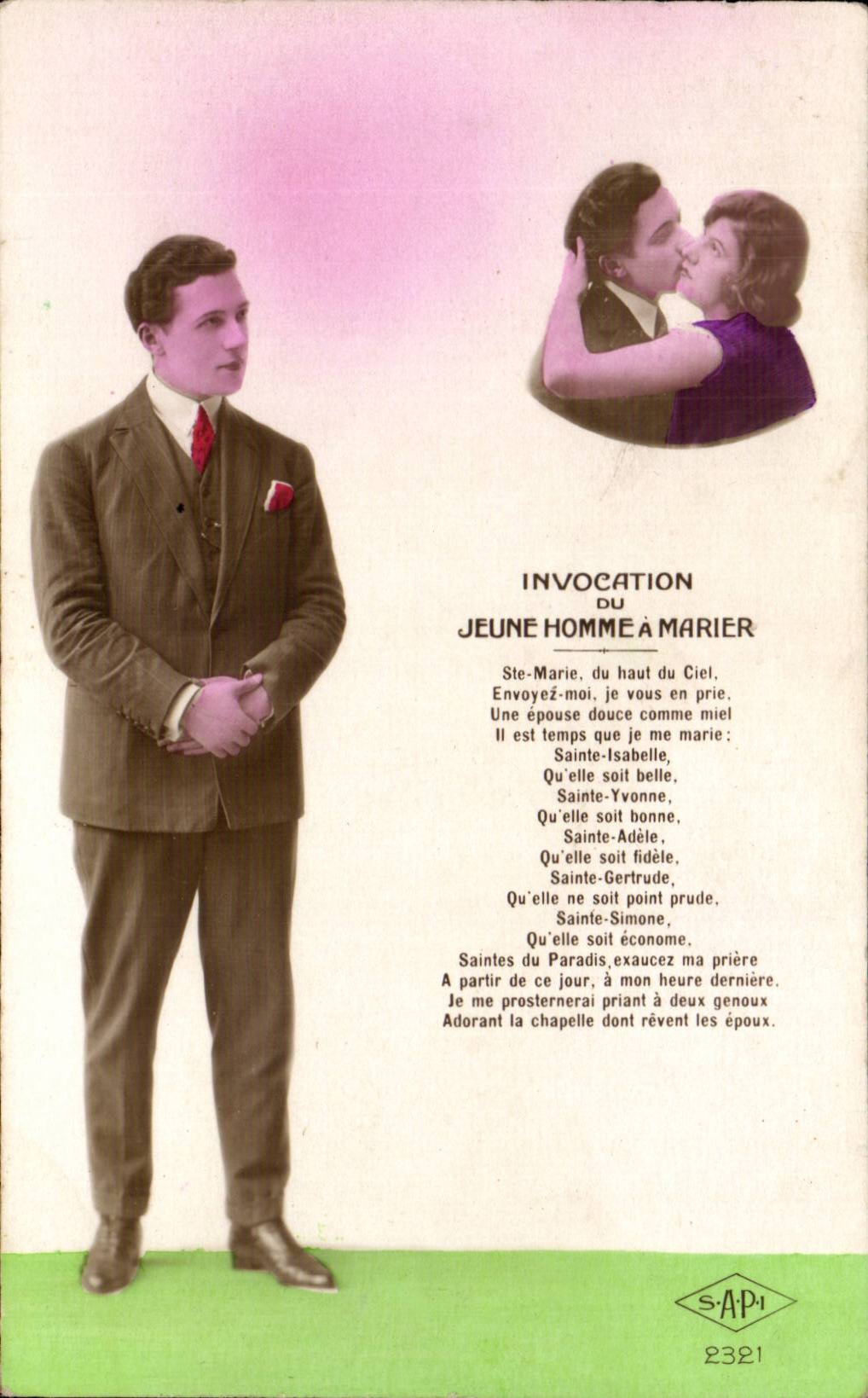 CPA Fantaisie Femme Invocation du jeune homme a marier