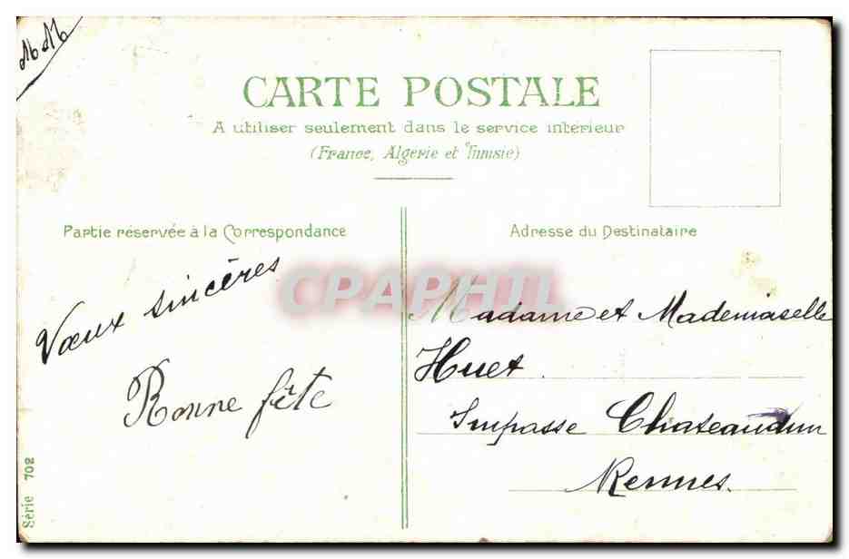 Violettes — bouquet — éditeur non visible, série 708 — Rückseite