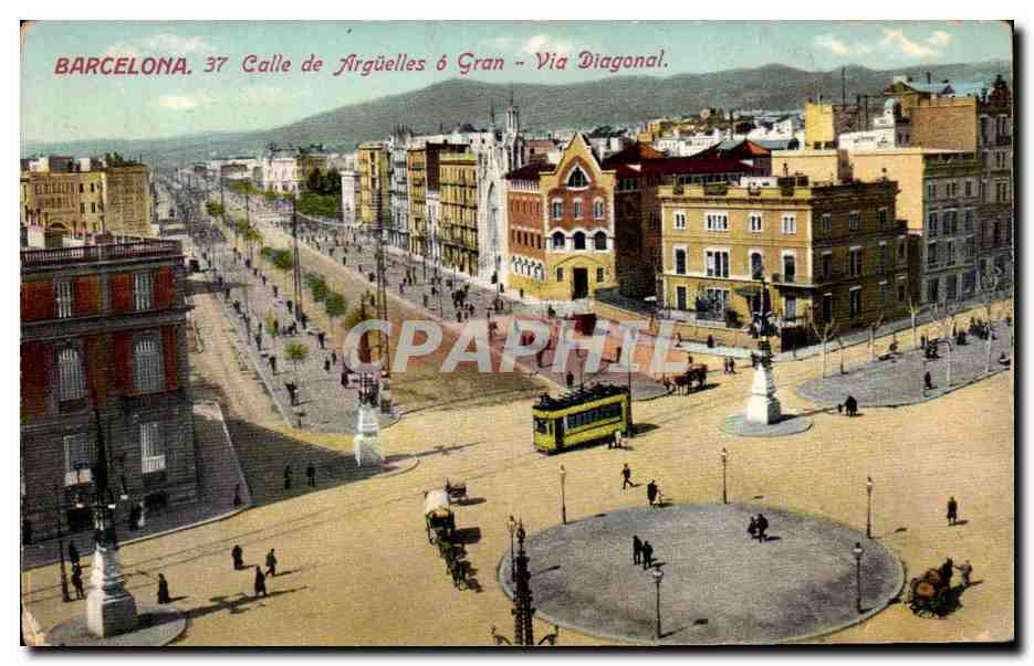 Espagne Espana Spain Barcelona CPA Calle de Arguelles a Gran Via Diagonal