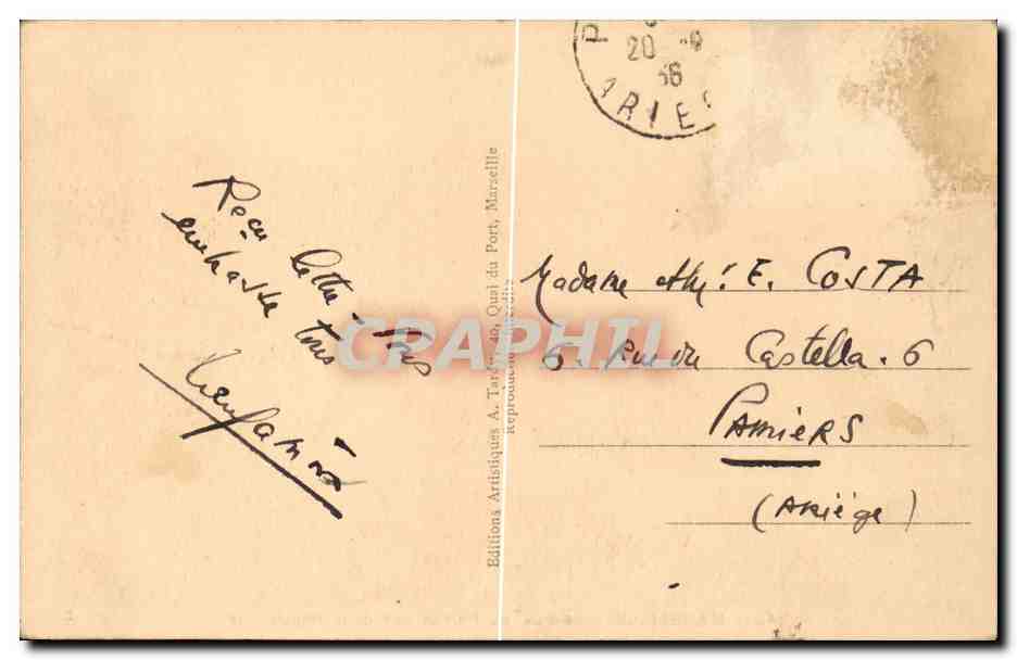 CPA Marseille Le quai du port et rue de la Republique — Verso
