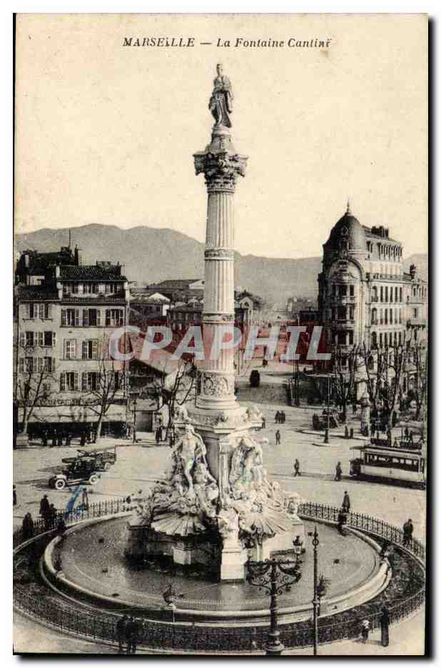 CPA Marseille Place Castellane et fontaine Cantini