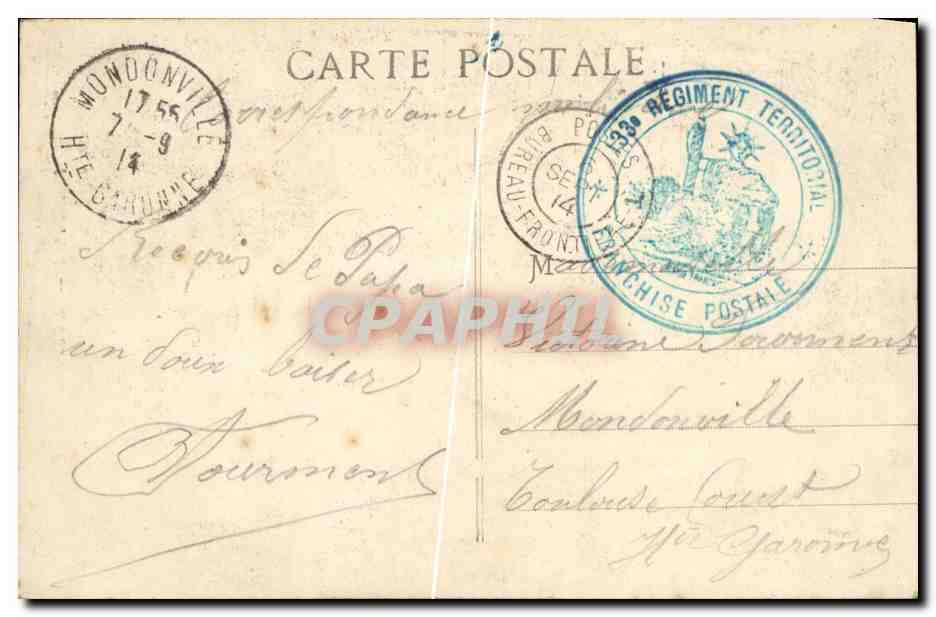 CPA Marseille Place Castellane et fontaine Cantini — Verso