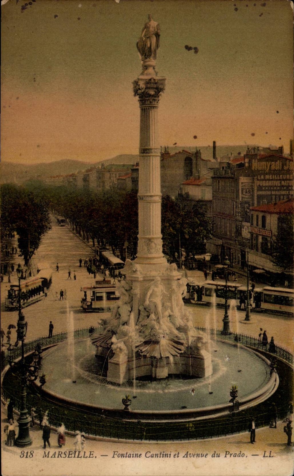 CPA Marseille Fontaine Cantini et avenue du prado