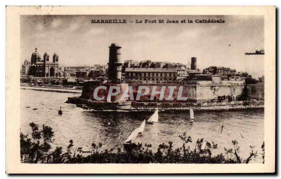CPA Marseille le fort St Jean et la cathedrale