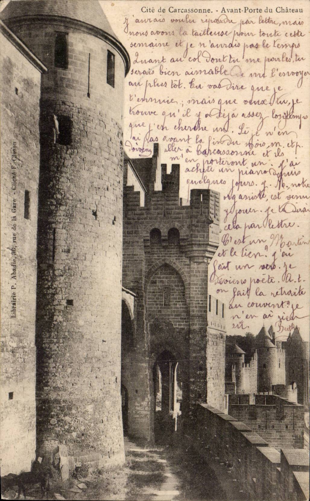 Cité de Carcassonne — Avant-Porte du Château — Librairie P. Abadie, rue de la Gare, Citron F. Cheron