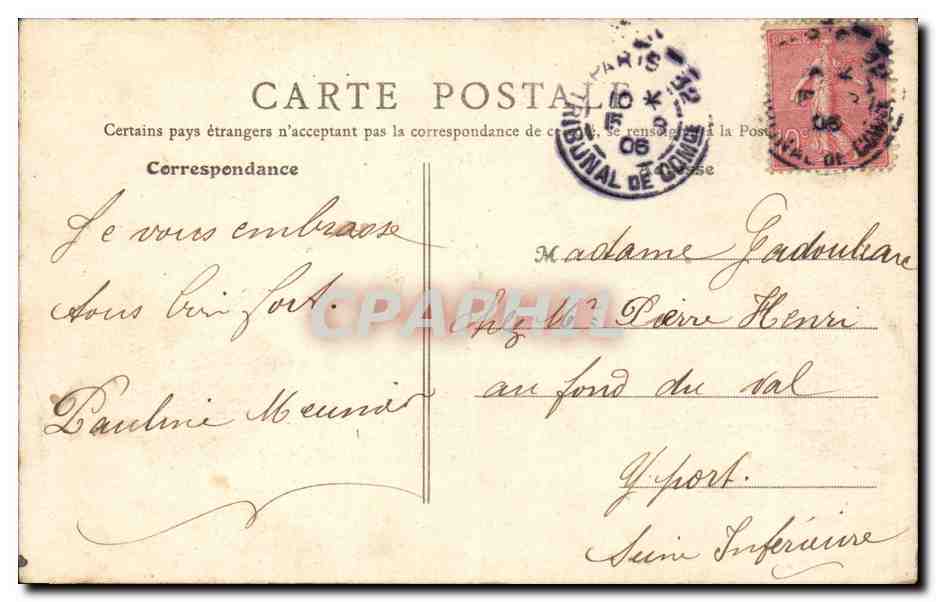 Paris CPA Les Champs Elysees cote avenue Gabriel — Verso