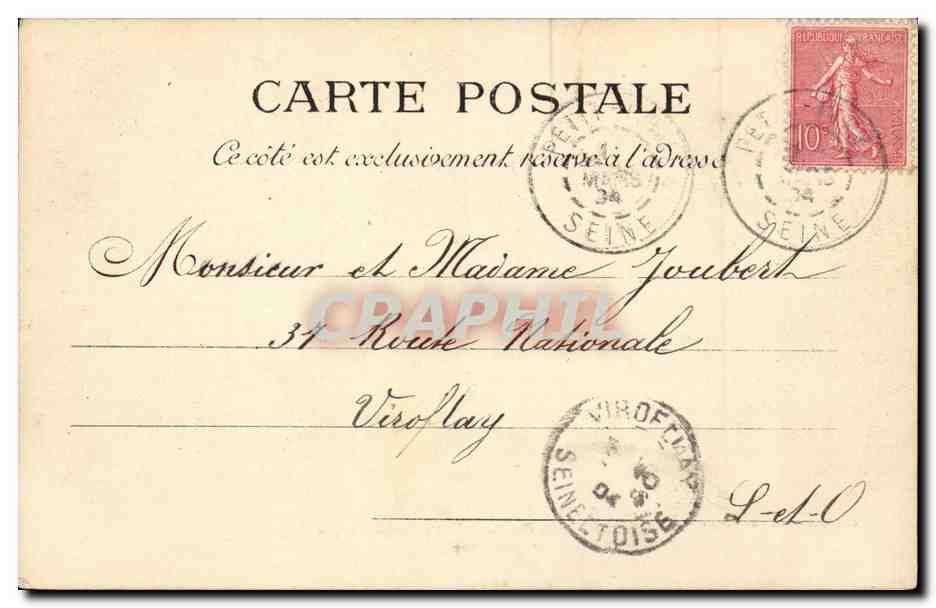 Paris CPA Place de Vosges — Rückseite
