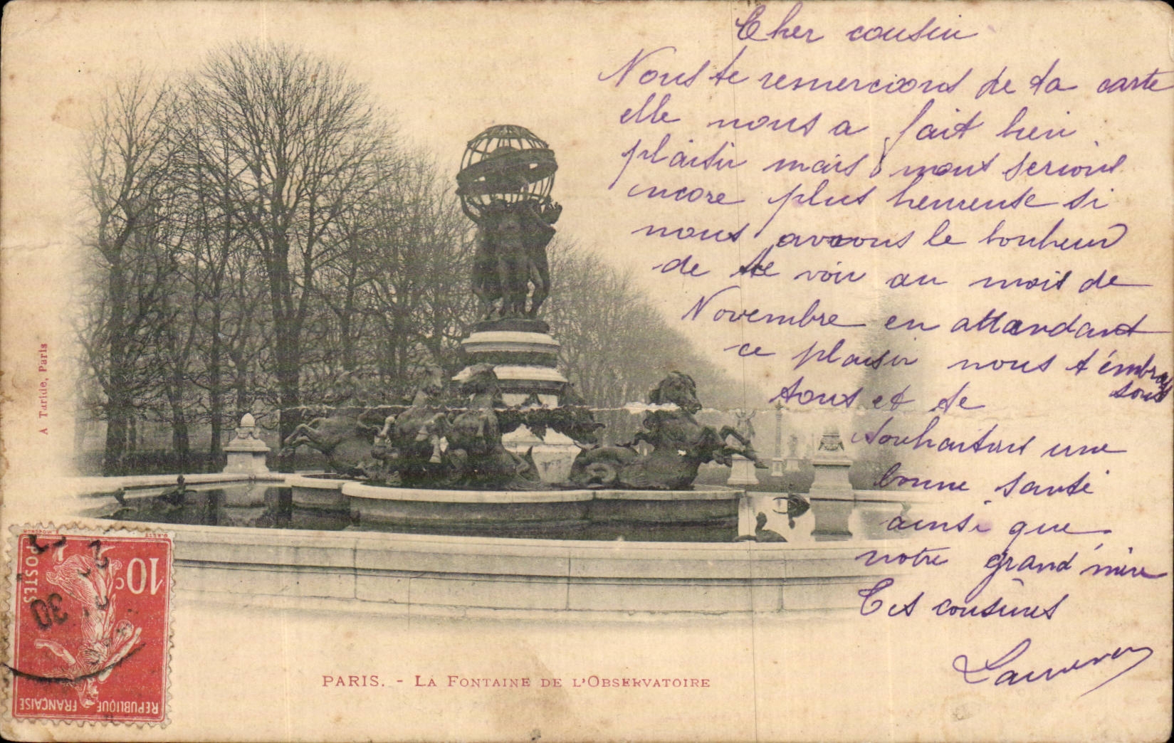 PARIS - LA FUENTE DEL OBSERVATORIO — A. Turdie, París
