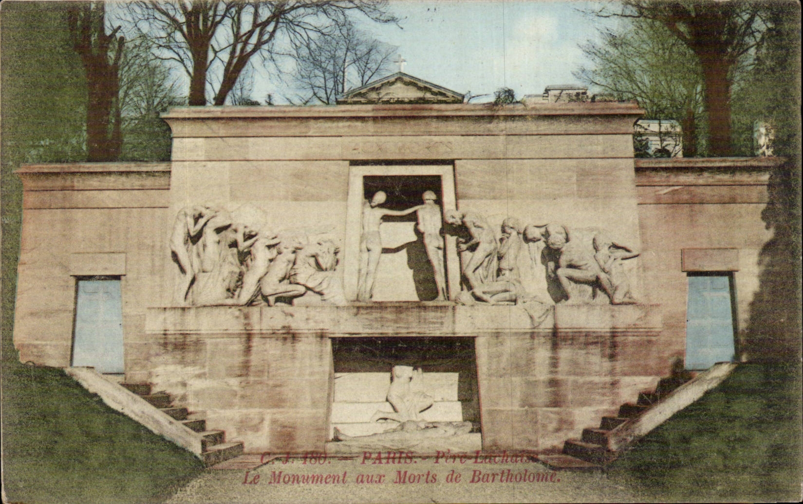 Paris CPA Cimetiere du pere Lachaise Le monument aux morts de Bartholone