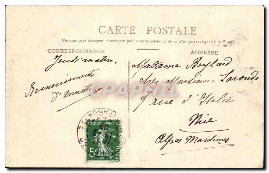 Paris CPA Cimetiere du pere Lachaise Le monument aux morts de Bartholone — Rückseite