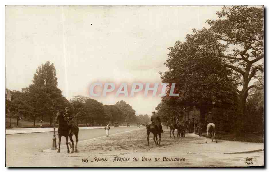 Paris CPA Avenue du Bois de Boulogne (cheval chevaux)