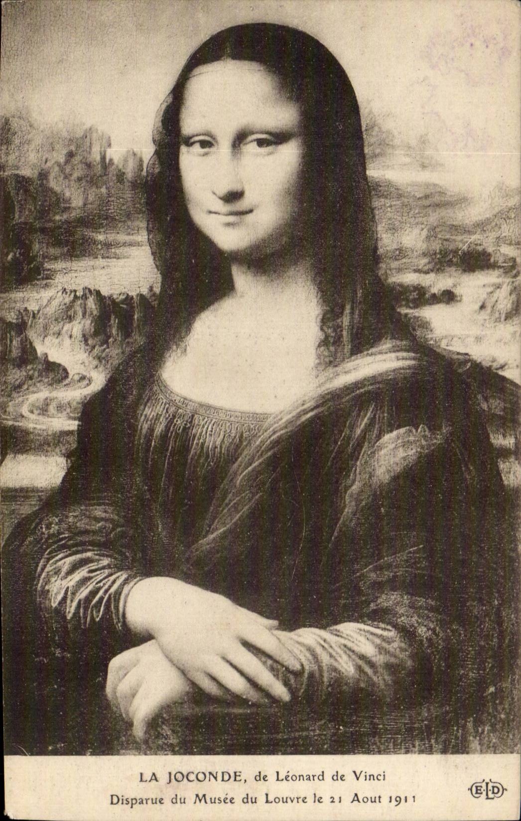 CPA Fantaisie La Joconde de Leonard de Vinci Musee du louvre