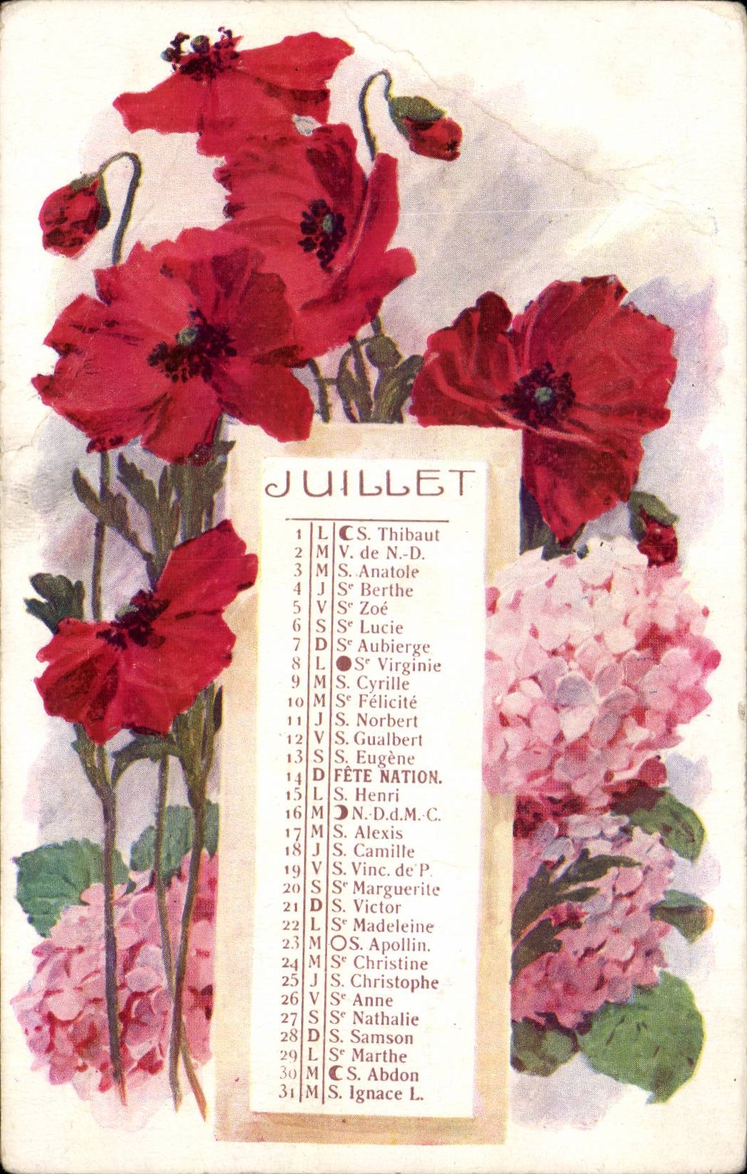 CPA Fantaisie Fleurs Juillet