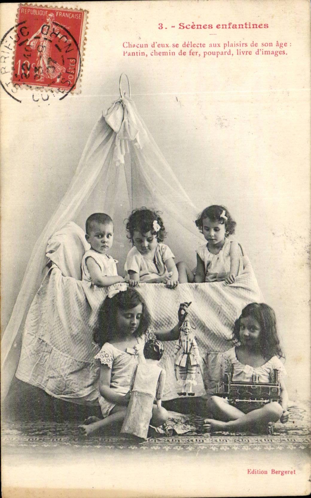 CPA Fantaisie Scenes enfantines (train marionnette)