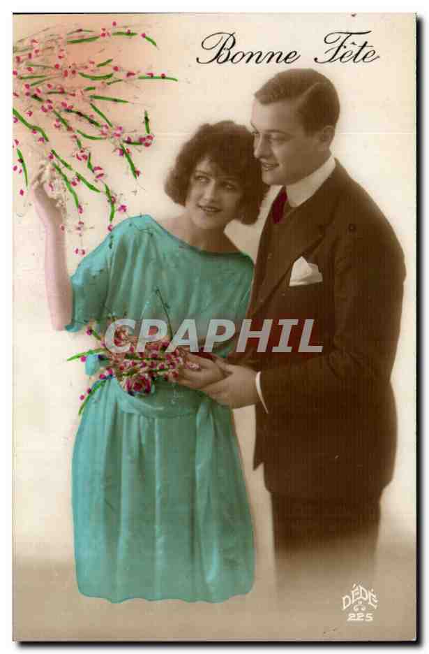 CPA Fantaisie Couple Femme Bonne fete