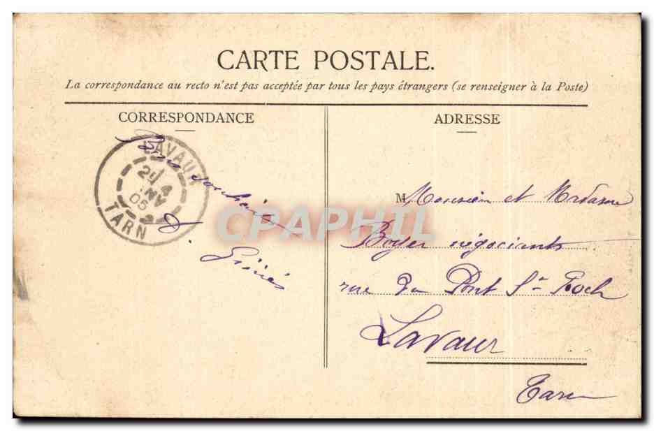 CPA Voeux Annnee 1905 Alpes Maritimes — Rückseite