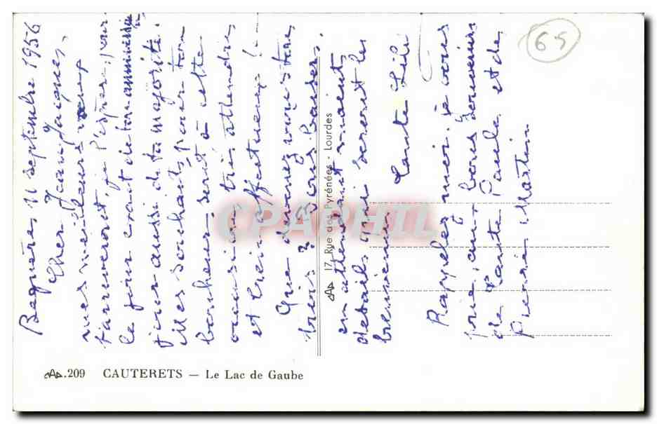 CPA CAuterets La lac de Gaube (chevre goat) — Verso