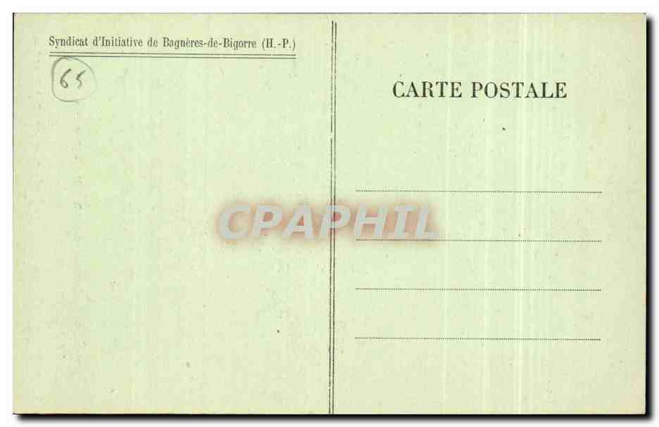 Bagnères-de-Bigorre — Pose de la première pierre de l'établissement thermal — Éditeur : L. Lelou (Hautes-Pyrénées) — Rückseite