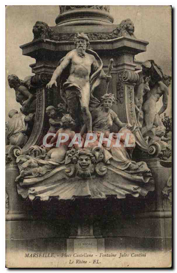 CPA Marseille Place CAstellane Fontaine Jules Cantini Le Rhone
